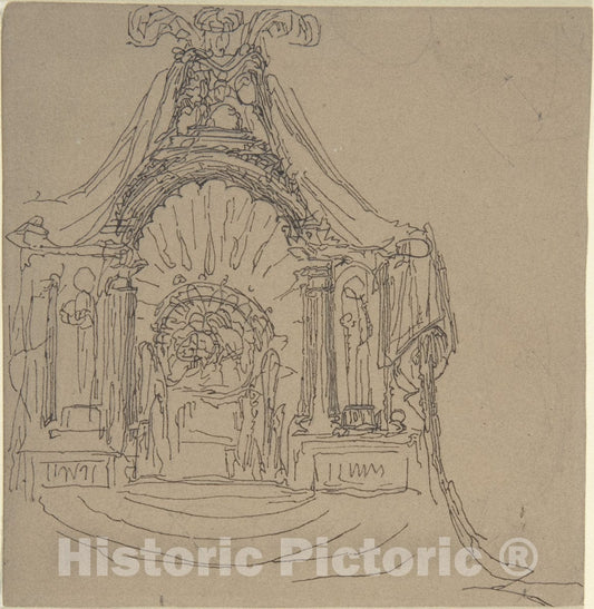 Art Print : William Pitts - Design for a Throne (Recto)