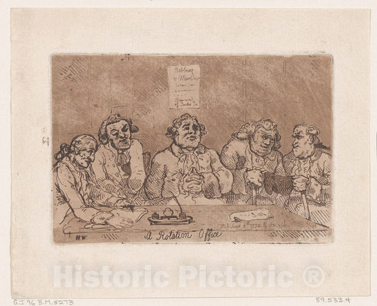 Art Print : Thomas Rowlandson - A Rotation Office : Vintage Wall Art