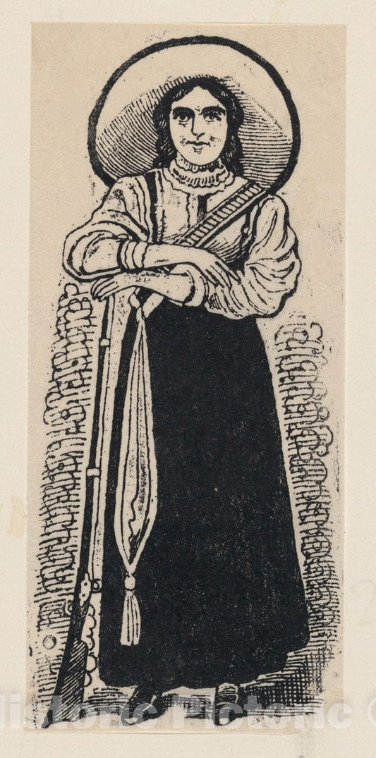 Art Print : José Guadalupe Posada - A Female Soldier Standing : Vintage Wall Art