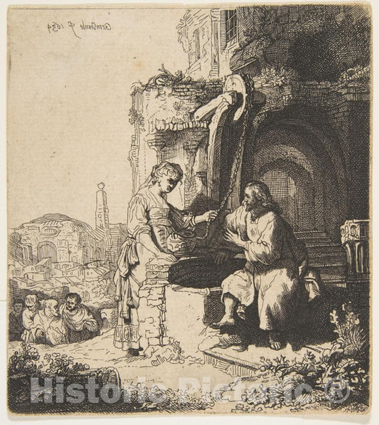 Art Print : William James Smith - Christ and The Woman of Samaria Among Ruins (Reverse Copy) : Vintage Wall Art