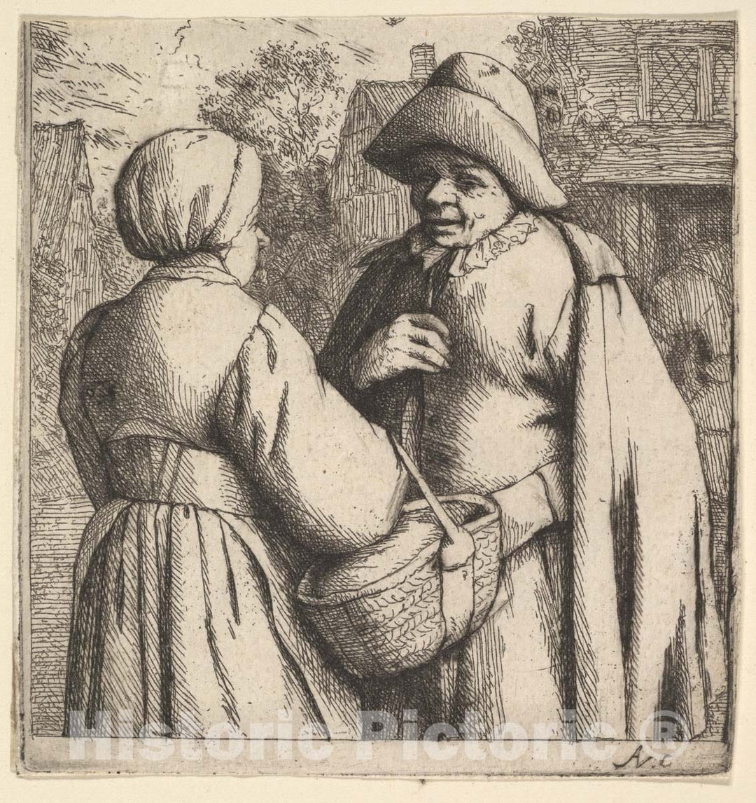 Art Print : Adriaen Van Ostade - Conversation in The Street : Vintage Wall Art