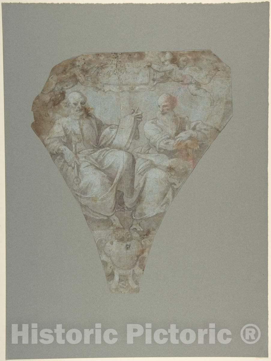 Art Print : Belisario Corenzio - Study for a Pendentive: Figures of Saint Peter and Saint Paul : Vintage Wall Art