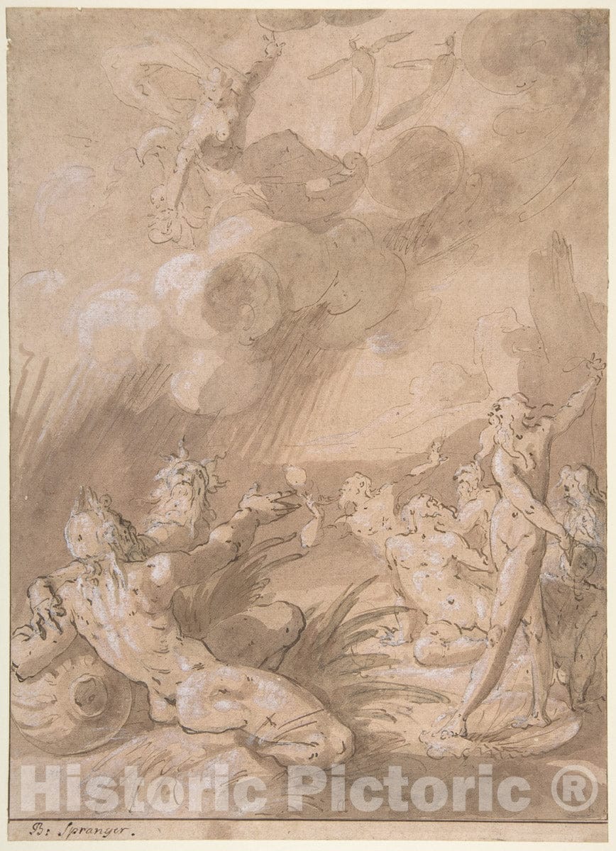 Art Print : Cornelis Cornelisz Van Haarlem - Juno Appearing to Sea Gods : Vintage Wall Art