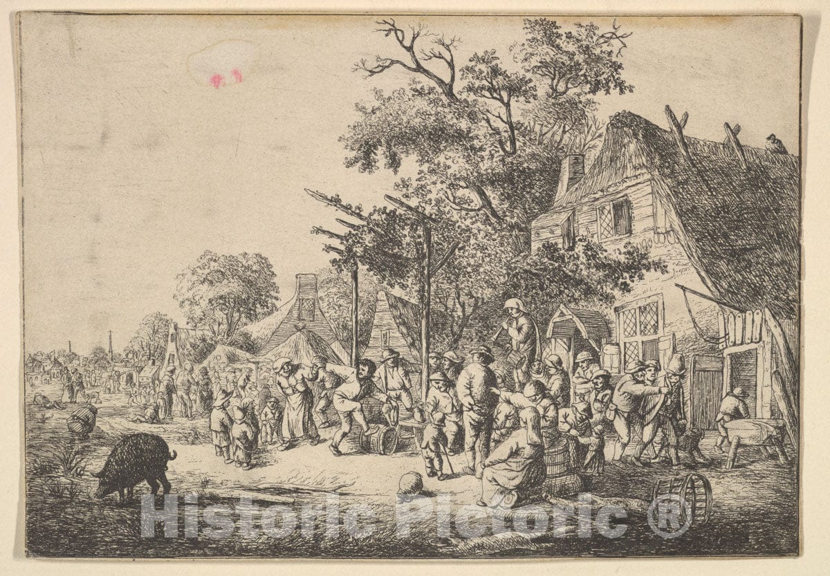 Art Print : After Adriaen Van Ostade - Dance Under The Trellis : Vintage Wall Art