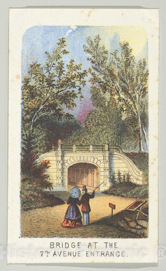 Art Print : Louis Prang & Co. - Bridge at The 7th Avenue Entrance, from The Series, Views in Central Park, New York, Part 3 : Vintage Wall Art