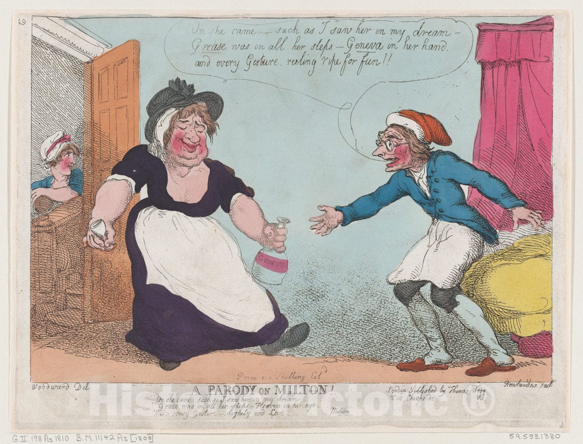 Art Print : Thomas Rowlandson - A Parody on Milton : Vintage Wall Art