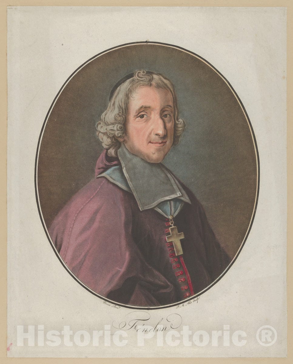 Art Print : Pierre Michel Alix - Portrait of Fénelon : Vintage Wall Art