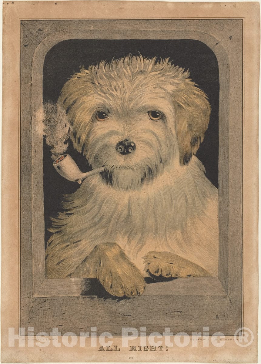 Art Print : Lithographed and published by Nathaniel Currier - All Right! : Vintage Wall Art