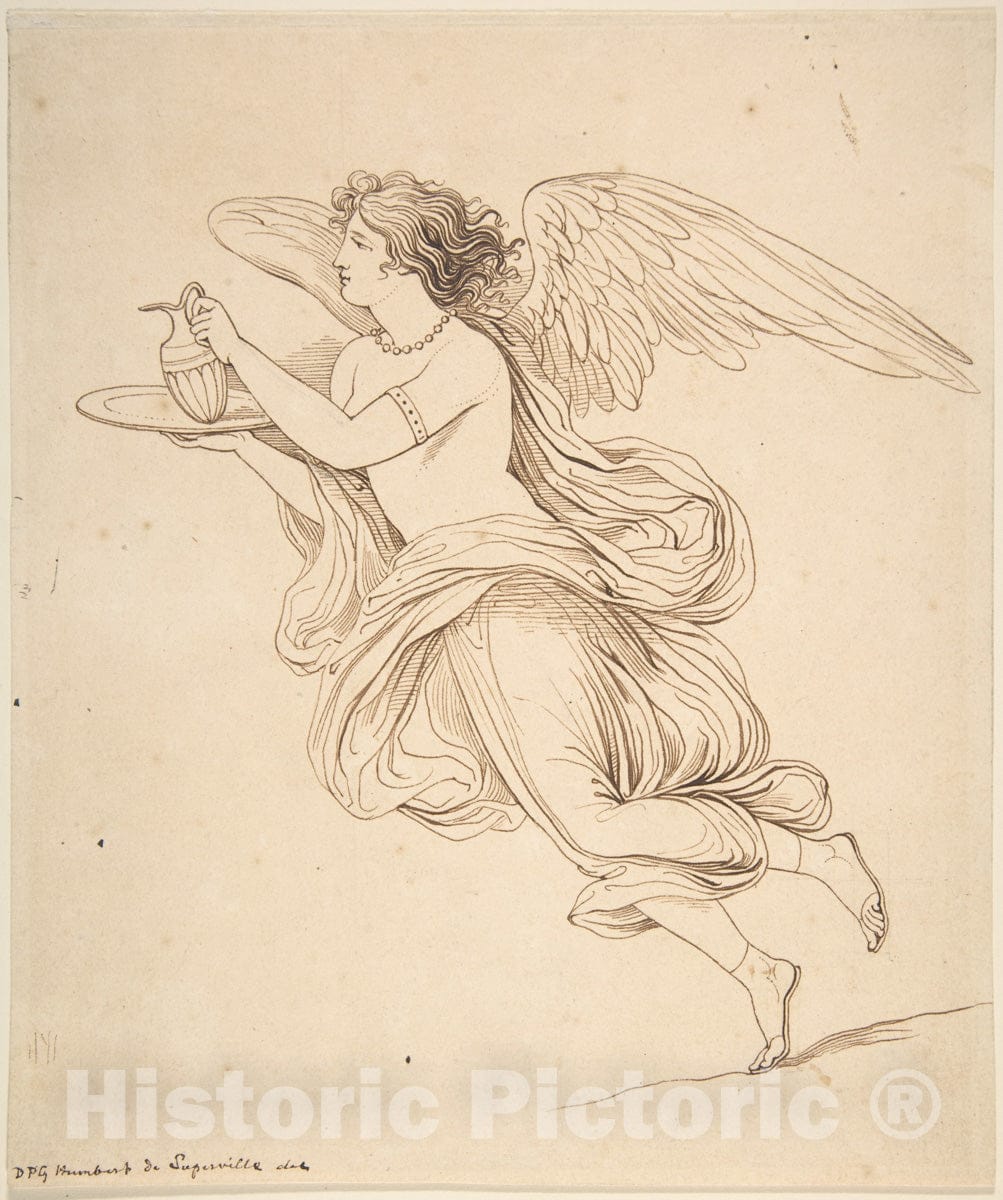 Art Print : David-Pierre Giottino Humbert de Superville - an Angel Holding a Carafe on a Plate : Vintage Wall Art