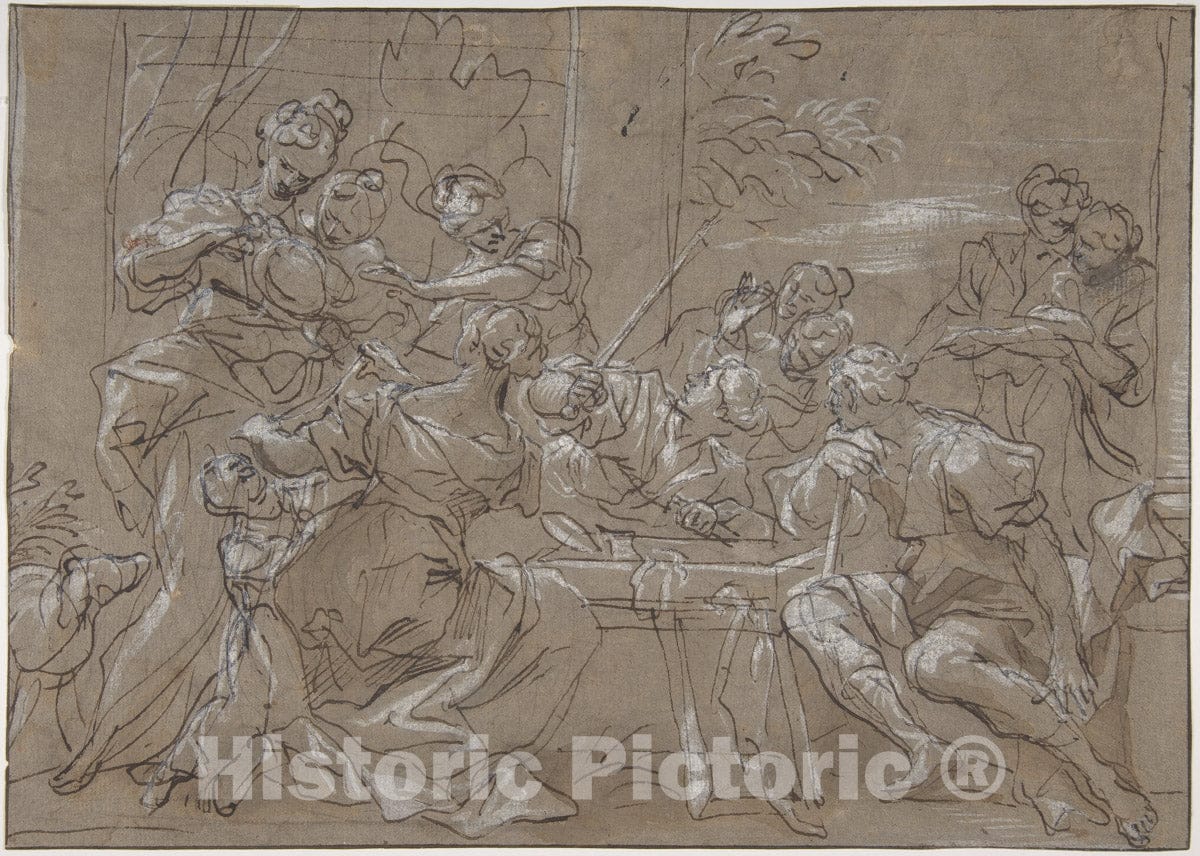 Art Print : Gregorio de' Ferrari - Achilles and The Daughters of Lycomedes : Vintage Wall Art