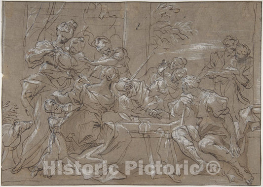 Art Print : Gregorio de' Ferrari - Achilles and The Daughters of Lycomedes : Vintage Wall Art