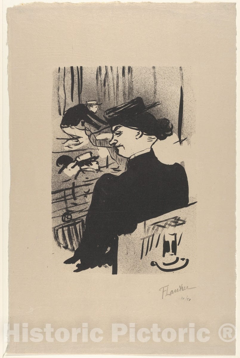 Art Print : Henri de Toulouse-Lautrec - A Spectator (from Le Café Concert) 1 : Vintage Wall Art