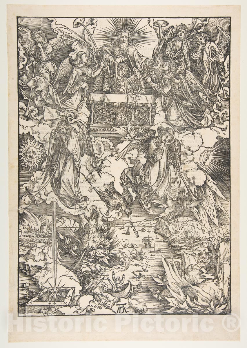 Art Print : Albrecht Dürer - The Seven Angels with The Trumpet, from The Apocalypse : Vintage Wall Art
