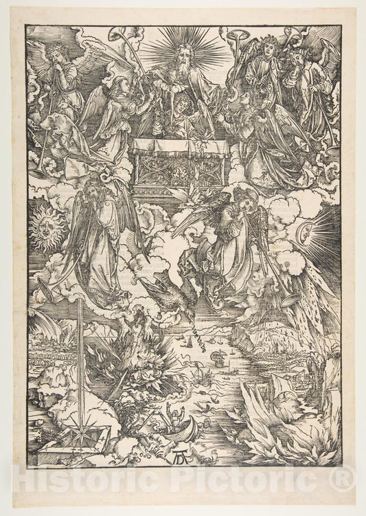 Art Print : Albrecht Dürer - The Seven Angels with The Trumpet, from The Apocalypse : Vintage Wall Art