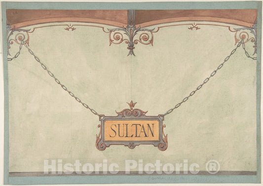 Art Print : Jules-Edmond-Charles Lachaise - Design for Decorated Sultan Plaque for Stable Wall, Hôtel Candamo : Vintage Wall Art