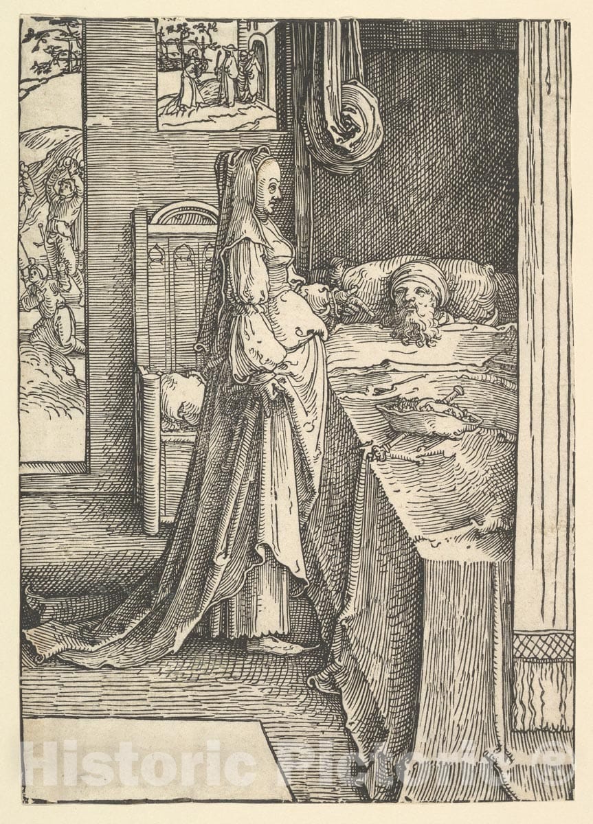 Art Print : Lucas Van Leyden - Jezebel Promising Naboth's Vineyards to King Ahab : Vintage Wall Art
