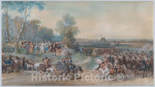 Art Print : Eugène-Louis Lami - Camp de Compiègne, 1698 : Vintage Wall Art