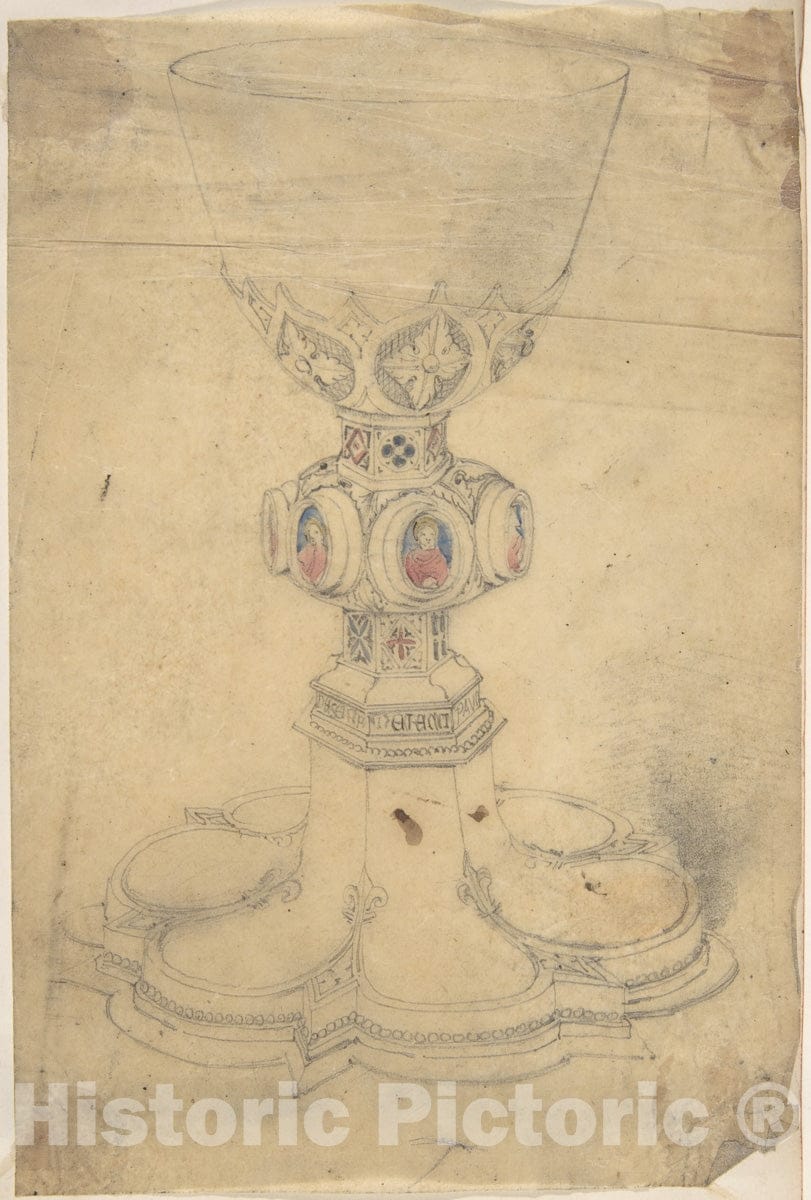 Art Print : British, 19th Century - Chalice with Enamel Ornament : Vintage Wall Art