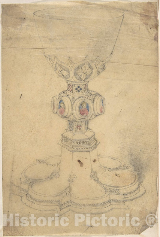 Art Print : British, 19th Century - Chalice with Enamel Ornament : Vintage Wall Art