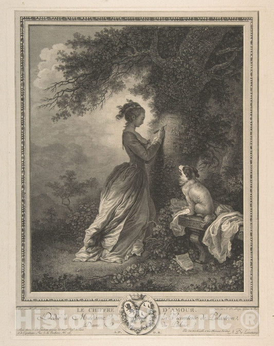Art Print : Jean Honoré Fragonard - Le Chiffre d'Amour : Vintage Wall Art