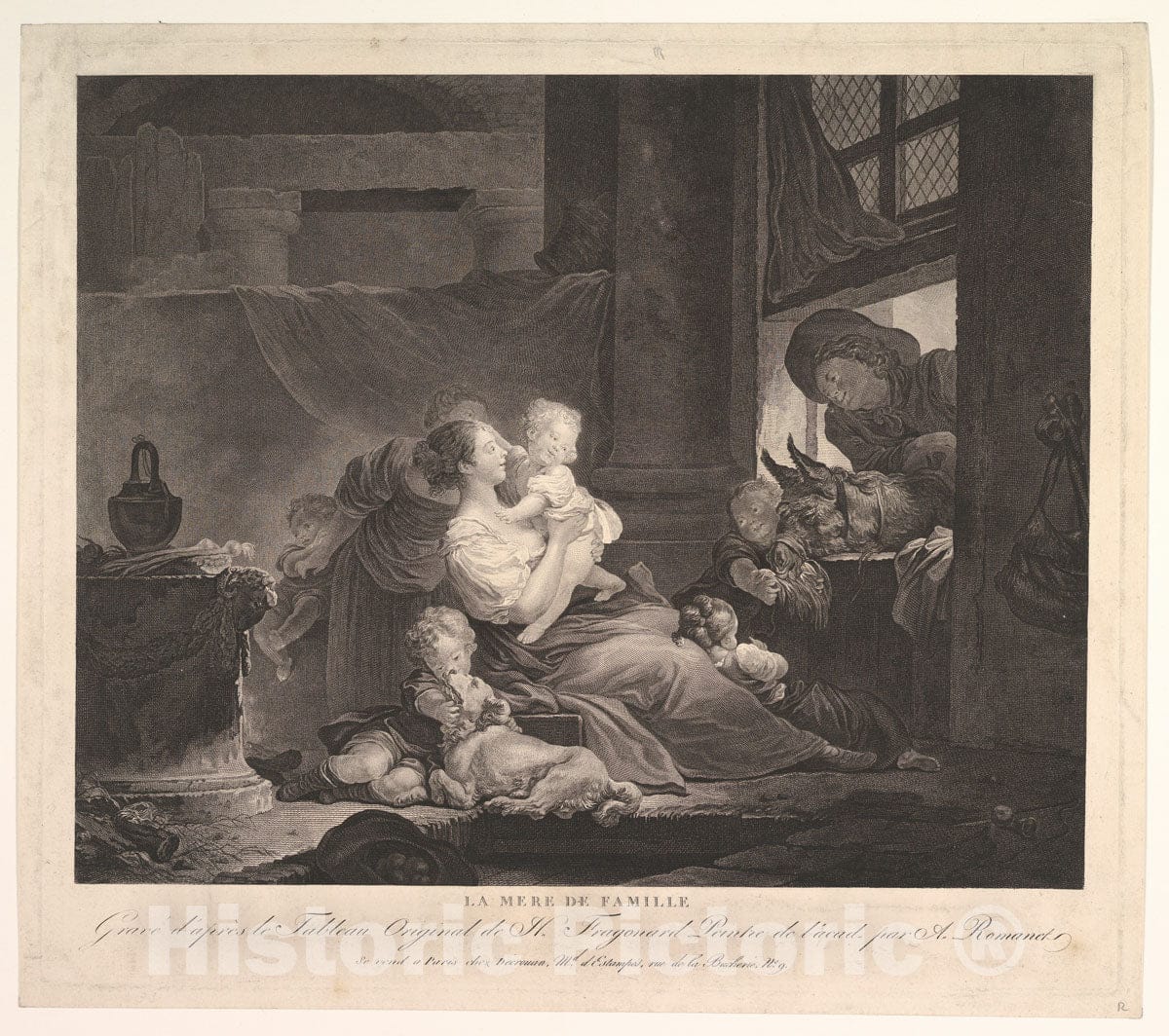 Art Print : Jean Honoré Fragonard - La Mere de Famille : Vintage Wall Art