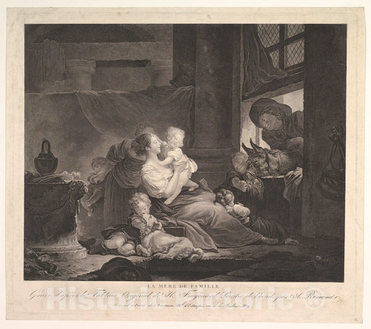 Art Print : Jean Honoré Fragonard - La Mere de Famille : Vintage Wall Art