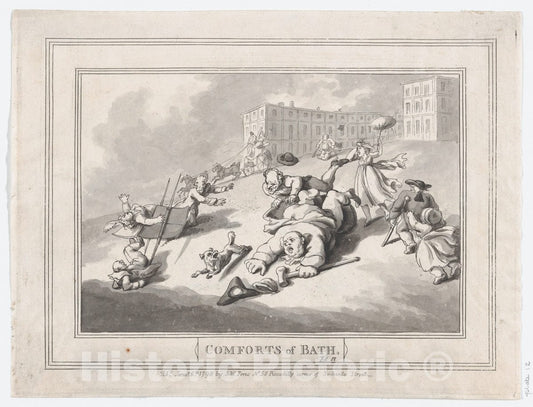 Art Print : Thomas Rowlandson - Comforts of Bath, Plate 12 2 : Vintage Wall Art