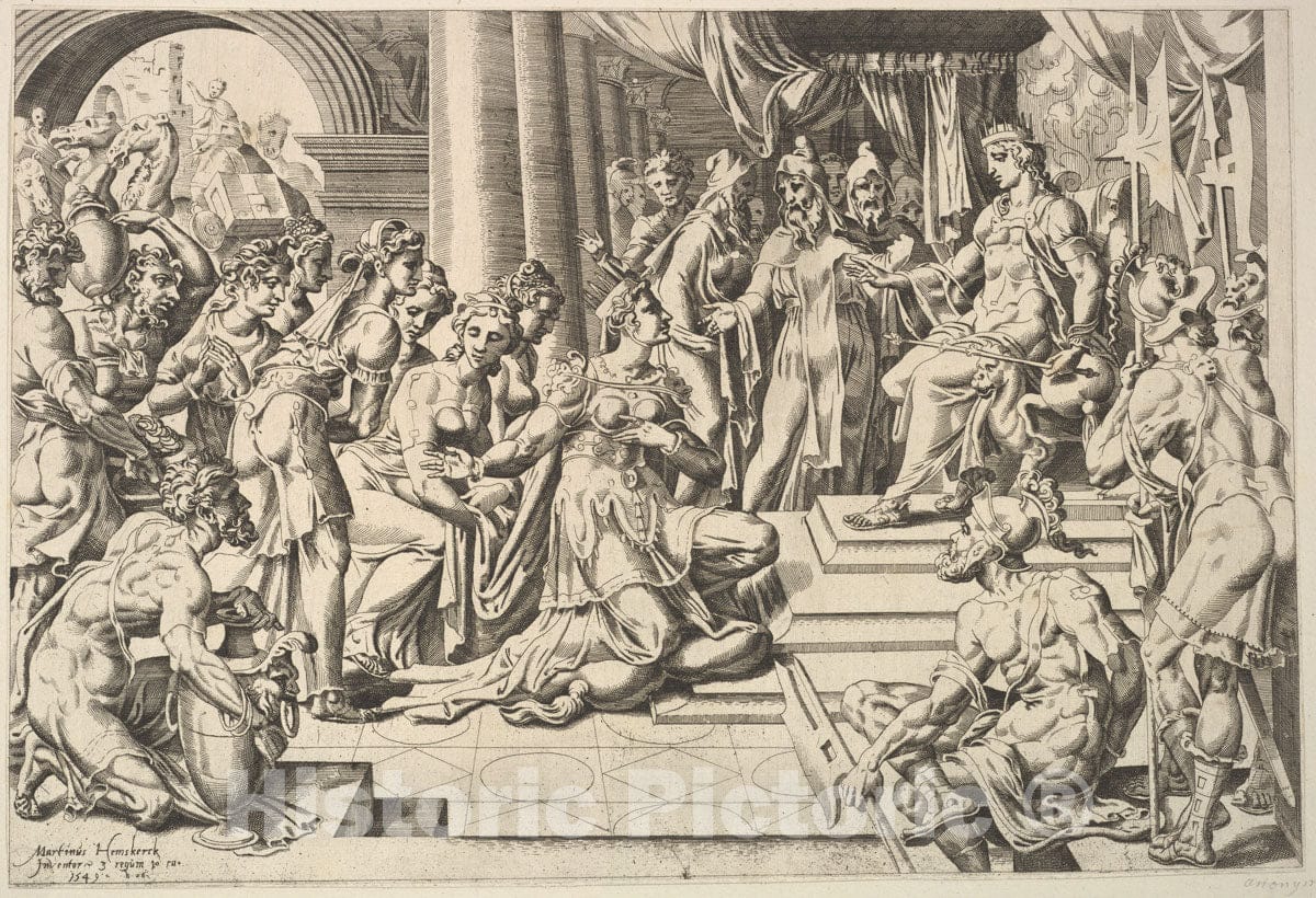 Art Print : Dirk Volckertsz Coornhert - Solomon and The Queen of Sheba : Vintage Wall Art