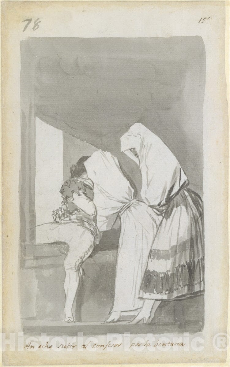 Art Print : Goya - They Got The Confessor to Climb in by The Window : Vintage Wall Art