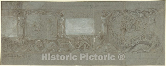 Art Print : Giovanni Lanfranco - Design for a Wall Decoration with The Sacrifice of Abraham and The Flight into Egypt : Vintage Wall Art