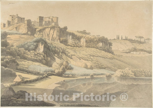 Art Print : Josephus Augustus Knip - Genzano and Lake Nemi : Vintage Wall Art
