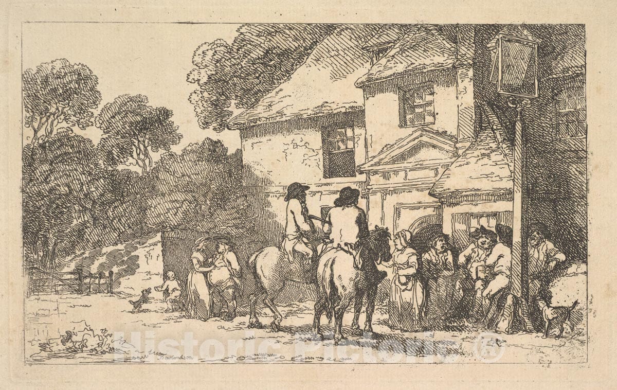 Art Print : Thomas Rowlandson - The Three Horsehoes, a Roadside Inn : Vintage Wall Art