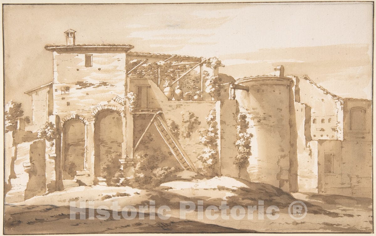 Art Print : Jacob Van der Ulft - an Osteria in The Campagna : Vintage Wall Art