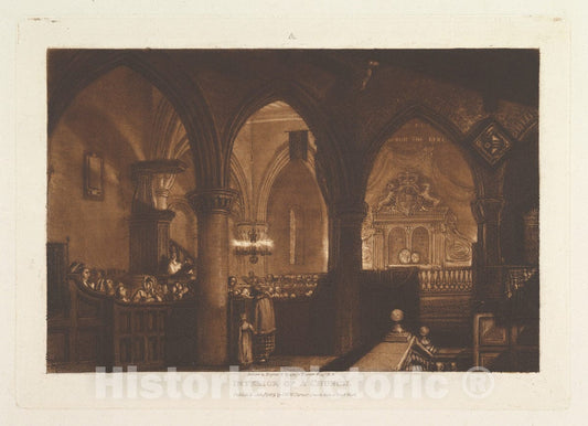Art Print : Joseph Mallord William Turner - Interior of a Church (Liber Studiorum, Part XIV, Plate 70) : Vintage Wall Art