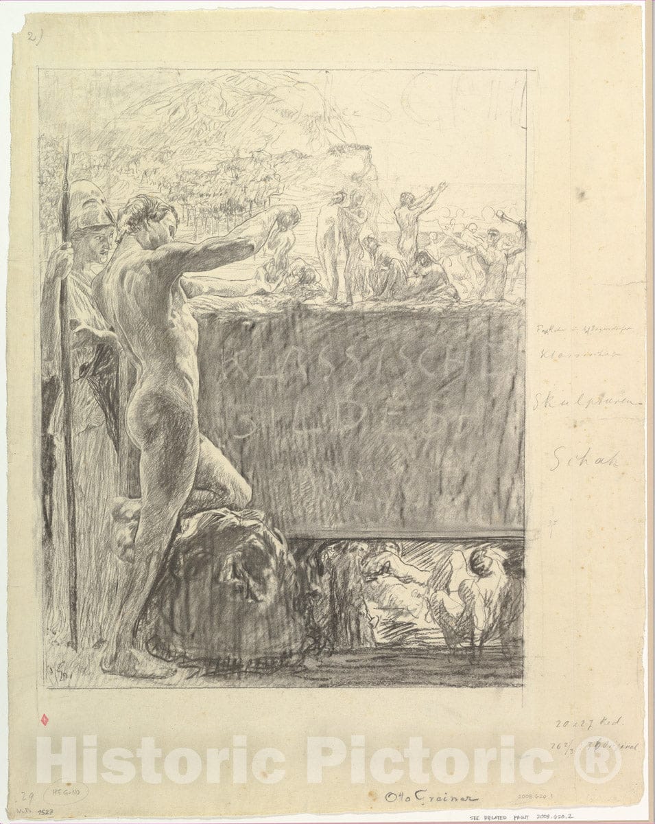 Art Print : Otto Greiner - Cover Design for 'Klassischer Skulpurenschatz' : Vintage Wall Art