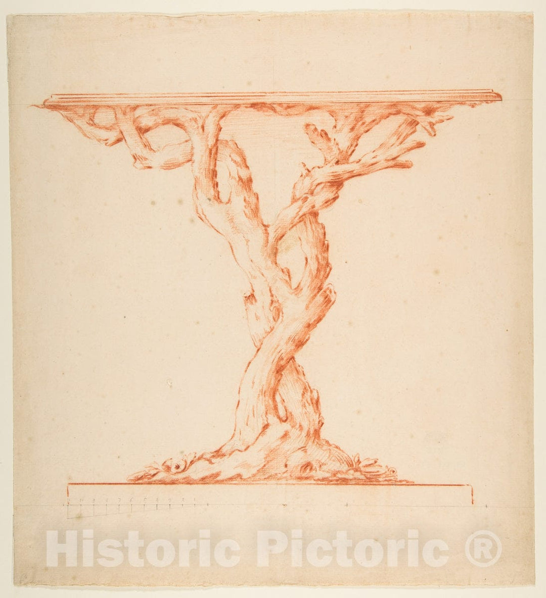 Art Print : French, 18th Century - Design for a Console Table : Vintage Wall Art