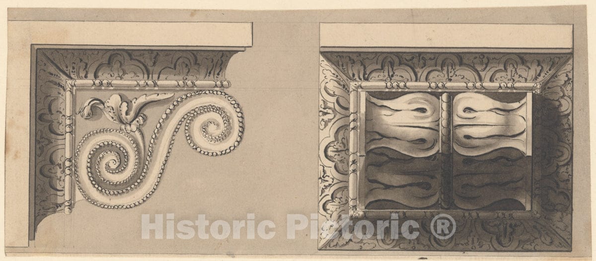 Art Print : Richard de Lalonde - Two Designs for Ornament : Vintage Wall Art