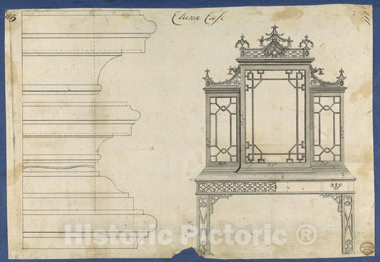 Art Print : Thomas Chippendale - China Case, from Chippendale Drawings, Vol. II 1 : Vintage Wall Art