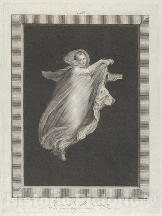 Art Print : A Bacchante Wearing a Hooded Shawl and Holding a Box in her Left Hand - Artist: Agapito Franzetti - Created: c1820 : Vintage Wall Art