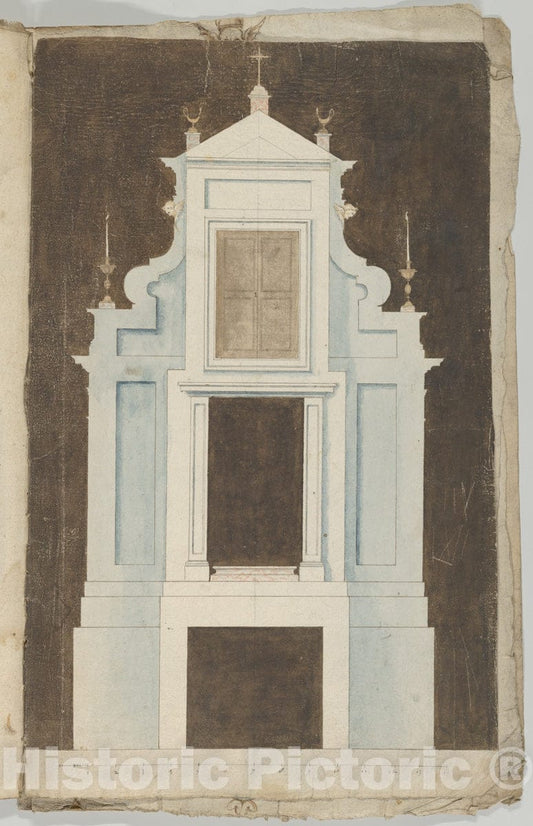 Art Print : Flemish - Design for an Altar or Wall Tomb in a Blue-Gray Stone : Vintage Wall Art
