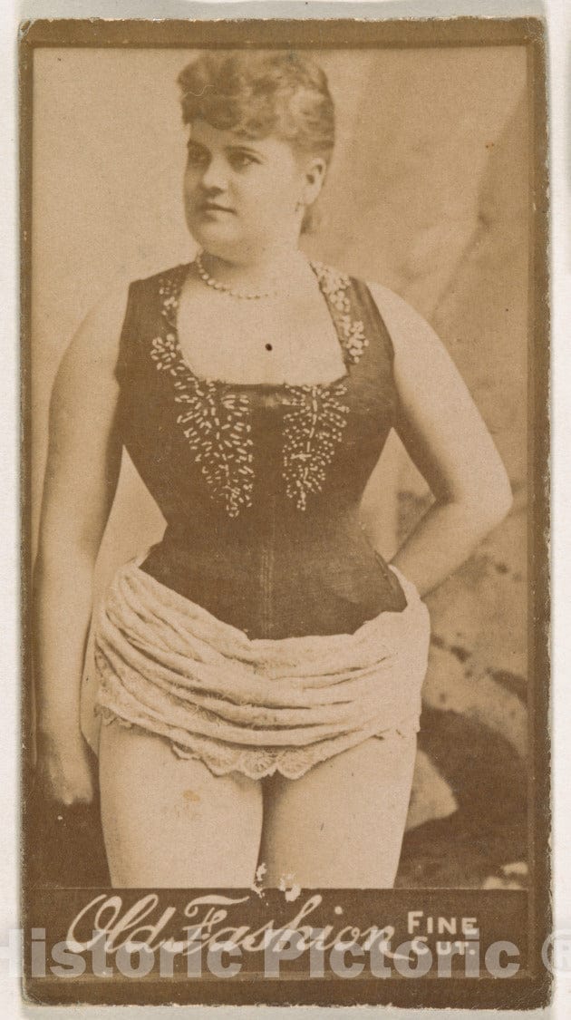 Photo Print : Actress Standing with Hand on Hip, from The Actresses Series (N664) Promoting Old Fashion Fine Cut Tobacco 3 : Vintage Wall Art
