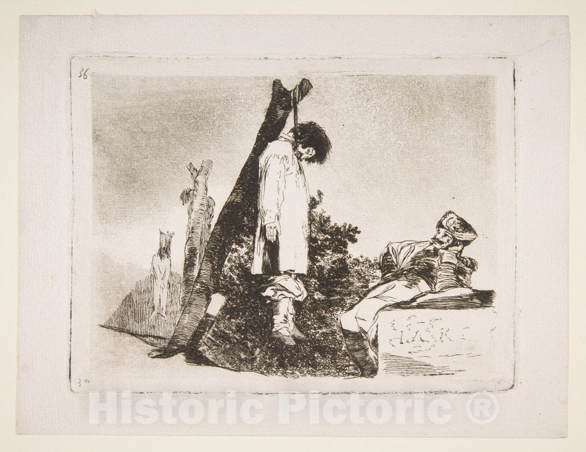 Art Print : Goya - Plate 36 from 'The Disasters of War' (Los Desastres de La Guerra): 'Not in This case Either' (Tampoco) v.2 : Vintage Wall Art