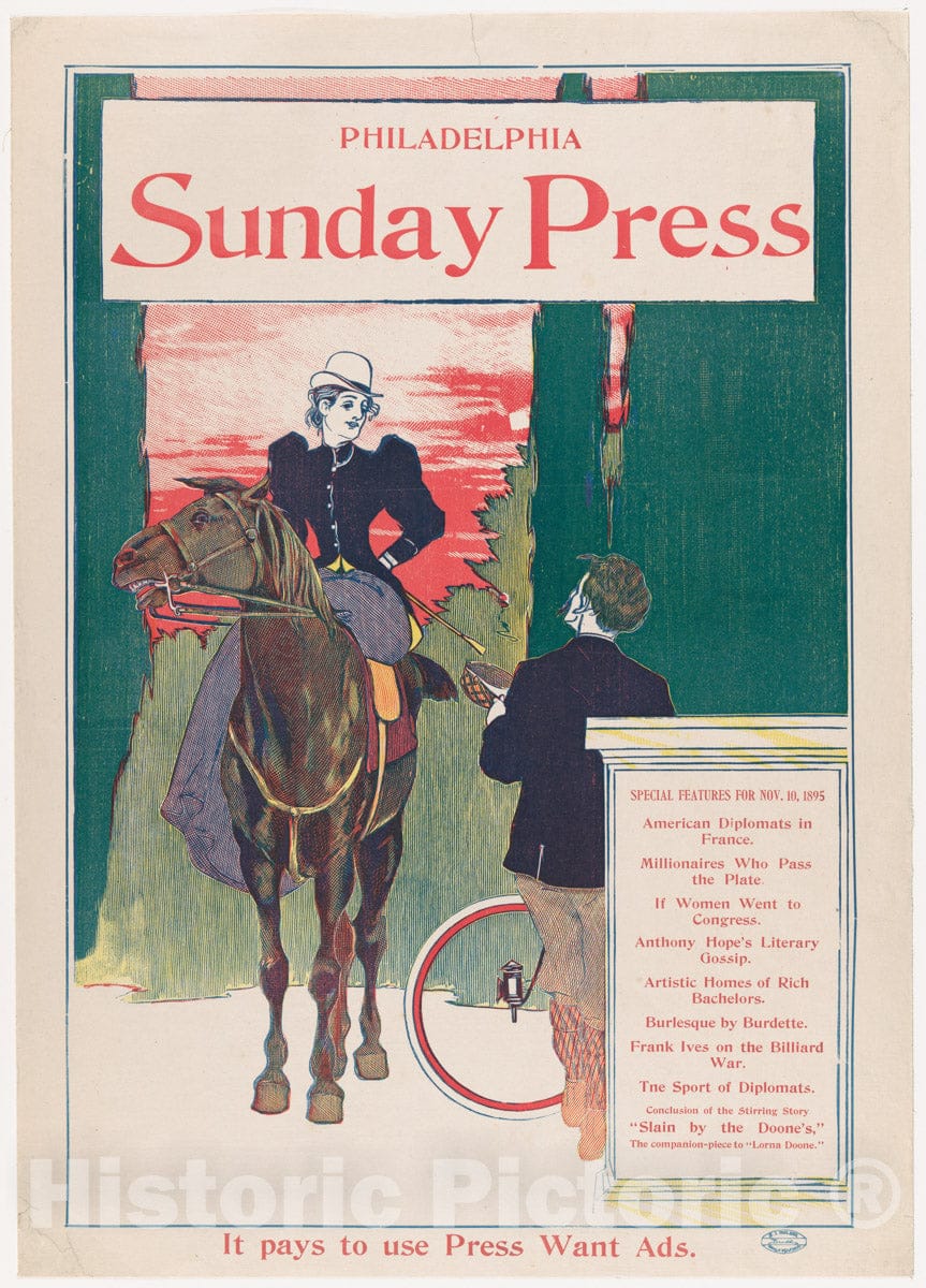 Art Print : George Reiter Brill - Philadelphia Sunday Press: November 10th : Vintage Wall Art