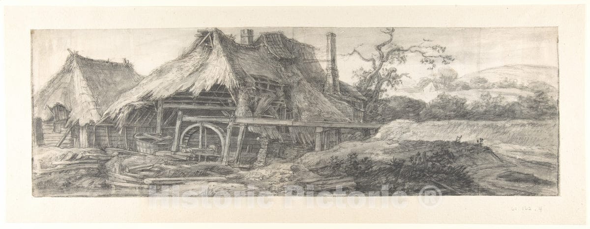 Art Print : Anthonie Waterloo - Landscape with a Mill (Recto)