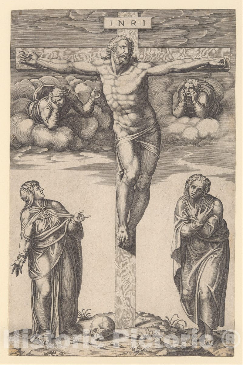 Art Print : Nicolas Beatrizet - Crucifixion, After Michelangelo : Vintage Wall Art