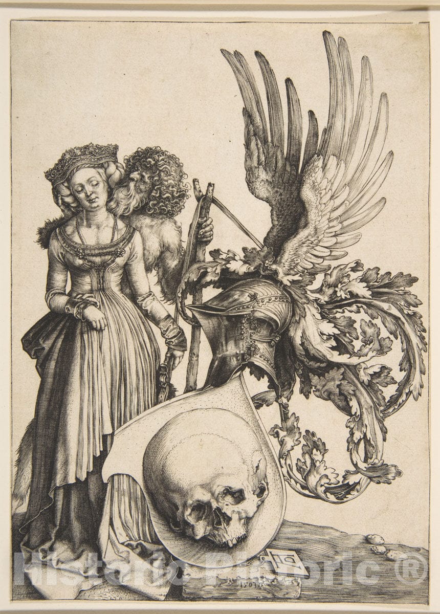 Art Print : Albrecht Dürer - Coat of Arms with a Skull 1 : Vintage Wall Art
