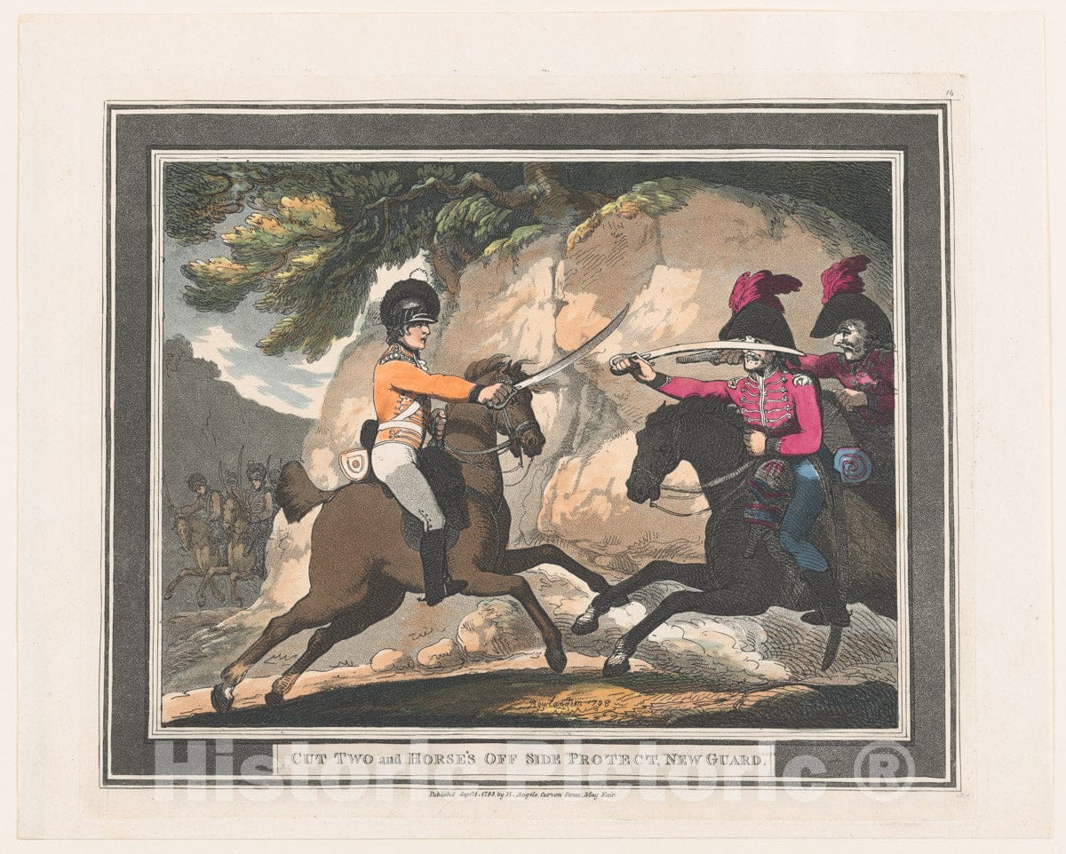 Art Print : Thomas Rowlandson - Cut Two and Horse's Off Side Protect, New Guard : Vintage Wall Art
