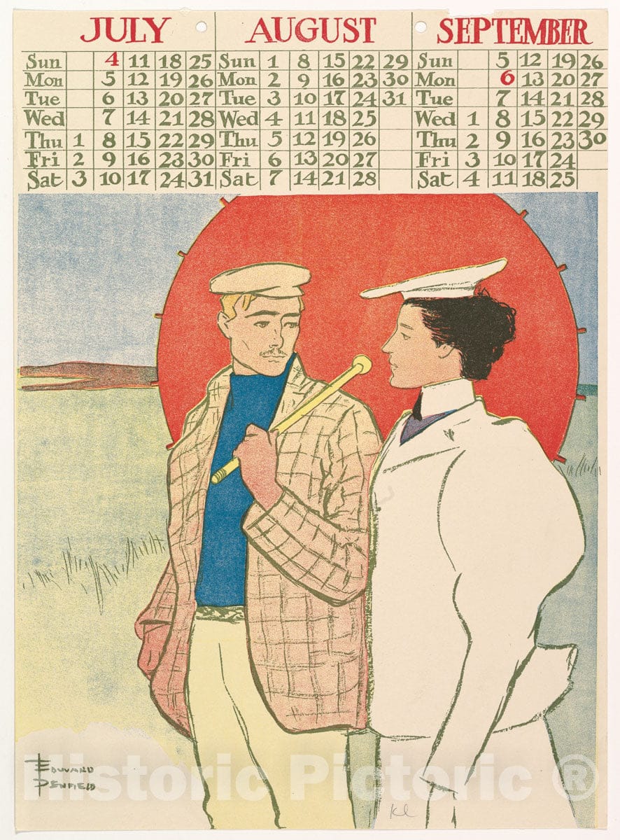 Art Print : Edward Penfield - July, August, September, 1897 : Vintage Wall Art