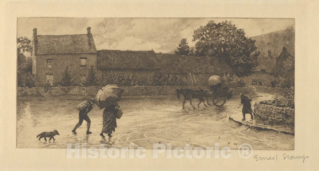Art Print : Ernest Stamp - A Rainy Day at Cookham : Vintage Wall Art