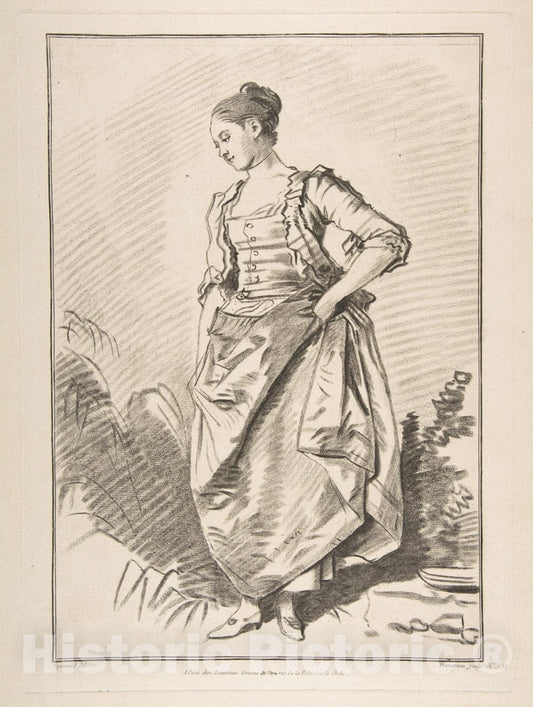 Art Print : Jean Honoré Fragonard - Femme debout de face : Vintage Wall Art